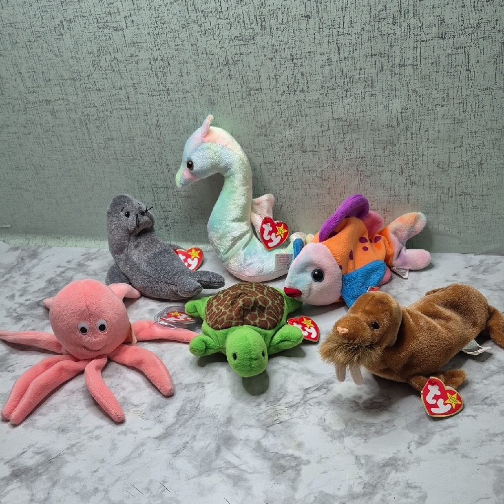 Bean Baby Lot of 6 Ocean Friends ALL with Tags
